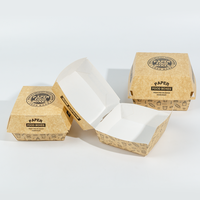 Boîtes à Hamburger Personnalisées en Carton Kraft avec Logo, Revêtement PE Qualité Alimentaire, Étanche, Portable, Recyclable, Écologique pour Cafés, Food Trucks, Sushi