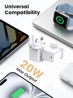 Nouveau chargeur rapide 20W QC3.0 PD Type-C, adaptateur de voyage mini pliable, chargeur mural USB plat et fin portable