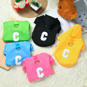 Dog Hoodie With Leash Letter C Design Polyester Fleece Lining For <b>Cats</b> And Dogs Autumn Winter Sweatshirt Pet <b>Clothes</b> - Product Image 1