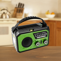 Solar Aufladbares AM/FM Tragbares Radio Multi-Band Internet-Empfänger USB LED-Taschenlampe 1500mAh Akku 10-30W Ausgangsleistung für