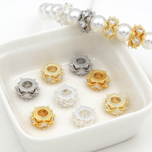 Zircon Spacers Round 14K Gold Plated <b>Copper</b> Jewelry Findings For <b>Bracelet</b> Making DIY Accessories - Product Image 1