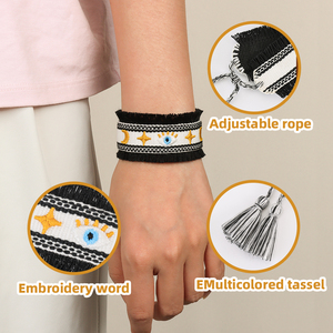 Gelang Logo Tenun Kustom Desain Fashion, Gelang Rumbai Bordir Pesona Fashion yang Dapat Disesuaikan untuk Pemakaian Sehari-hari Anak Perempuan - Product Image 2