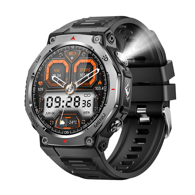1.43 Inches AMOLED Screen KT85 Smart Sports Watch 525mAh Long Battery Life Strong SOS Flashlight 5ATM Waterproof Smartwatch 2026