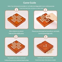 Solitaire en bois de qualité supérieure, Échecs Kongming, Jeu de société pour un seul joueur pour adultes et enfants, Jeu de puzzle décontracté et de loisirs