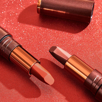 Lipstik Matte Beludru dengan Casing Logam Perunggu Terintegrasi, Warna Espresso-Core Estetis untuk Branding Khusus, Pasokan Mewah