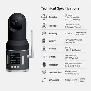 Detector de Gas Móvil Inalámbrico 4G <span class=keywords><strong>5G</strong></span> JX-PTM600-S2 con Cámara PTZ de 360° °   Sistema de Alarma Portátil Multigas con Monitoreo de Video en Tiempo Real - Product Image 4