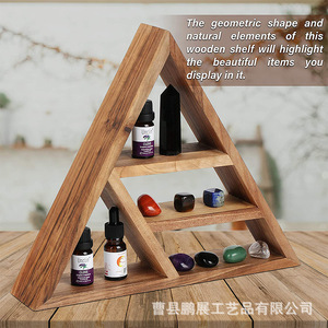 Modern Minimalist Triangular Wooden <b>Wall</b> <b>Mounted</b> Storage <b>Shelf</b> 3 Tier For Miscellaneous Items - Product Image 3