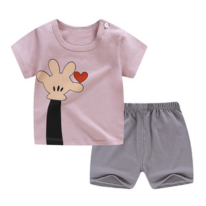Conjunto de Ropa Infantil de Manga Corta, Camiseta y Pantalones Cortos de Algodón para Bebé, 2 Piezas, Venta al Por Mayor - Product Image 1