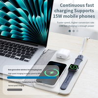Chargeur sans fil magnétique en cuir texturé de luxe portable avec étui pour ordinateur portable et tapis de souris - Charge rapide 15W