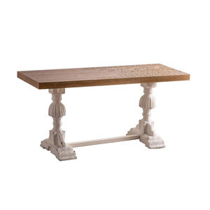 The Seventh Day American Style Carved <b>Solid</b> <b>Wood</b> Dining <b>Table</b> 6 Seats Retro Distressed Home Multipurpose - Product Image 5