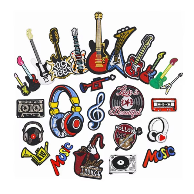 Music Embroidery Clothing Patch Fashion Design Custom Patch DIY Fabric Custom Iron-On Clothing Patch for Bags & Hats