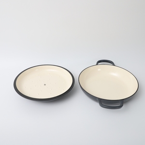 Colorido personalizado al por mayor OEM esmalte de hierro fundido <span class=keywords><strong>Creuset</strong></span> mariscos cazuela poco profunda olla Horno Holandés olla con tapa - Product Image 4