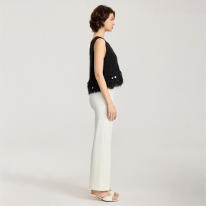 Maglione di cotone nero maglieria Pullover Design maniche firmate maglia gilet donna - Product Image 3