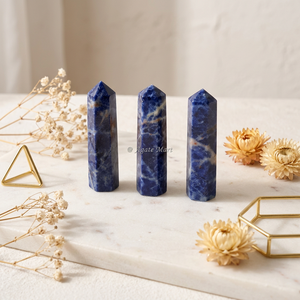 Torre de sodalita azul natural al por mayor Reiki fengshui espíritu cuarzo cristal lápiz punta varita piedras preciosas artesanías populares para la decoración - Product Image 1