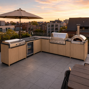 Cuisine barbecue extérieure  et station de grill <span class=keywords><strong>pour</strong></span> villas Four électrique encastré sur mesure et gril en acier inoxydable - Product Image 1