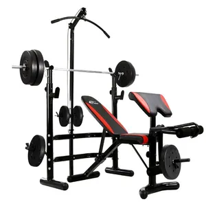 Crystal OEM/ODM Custom Multi Gym Equipment allenamento della forza panca pesi regolabile per sollevamento pesi con barra Lat Power Rack
