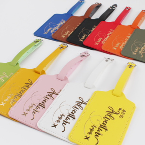 Adjustable Fashionable Luxury Travel Baggage Tags Letter Multi-Color PU Leather Soft Water Resistant Custom Logo <b>Plane</b> Boarding - Product Image 4
