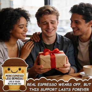Regalos Divertidos para Amantes del Café, para Amigos y Compañeros de Trabajo, Café de Ganchillo Hecho a Mano, Decoración de Escritorio Única e Inspiradora, Regalo para Pensar en Ti - Product Image 5
