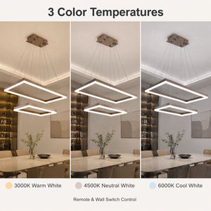 Lámpara de araña moderna de hierro con LED regulable a control remoto, tricolor, para comedor, sala de estar, dormitorio, iluminación de villa - Product Image 3