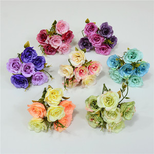 Bouquet de roses artificielles Happy Rose 10cm-30cm, fleurs en soie, décoration de mariage, décoration de la maison, accessoire de photographie - Product Image 1