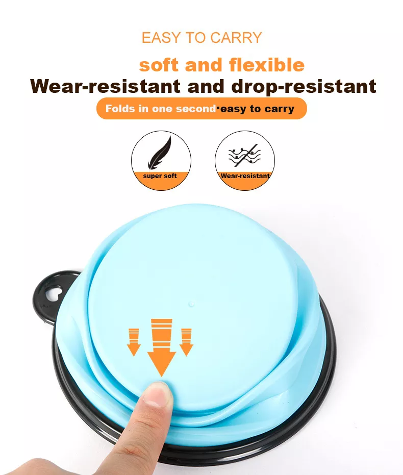Custom Round Shape Collapsible Feeder Travel Cat Dog Water Food Pet Bowl