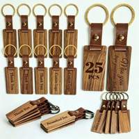 Hochwertige, individuell gravierte Holz-Schlüsselanhänger, personalisierte Blanko-Holz-Schlüsselanhänger mit Lederband und Metall-Schlüsselring