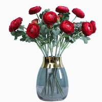 Ranunculus artificiel réaliste en gros, tige de 50 cm en soie pour décoration de mariage et d'événements de luxe, personnalisable en vrac
