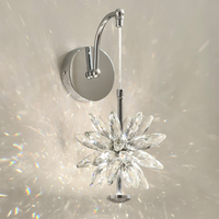 Lámpara de Pared LED de Cristal con Diseño Floral, Estilo Francés de Lujo, Moderna y de Alta Gama, para Sala de Estar, Dormitorio, Luz Ambiental junto a la Cama