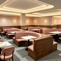 Quadratische Massivholz-Restaurant-Sofa-Sitzgruppe mit Tisch, Langlebiges Modernes Kaffeehaus-Bistro-Möbelset