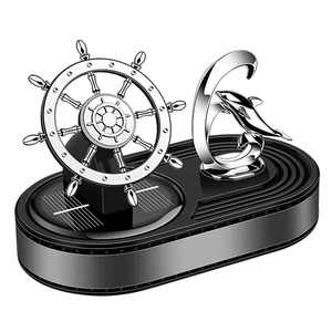 Rafraîchisseur <span class=keywords><strong>d</strong></span>'air pour voiture Parfum de luxe Helmsman Dolphin Solar Rotating Perfume Holder Odor Removing Accessory Plastic Alloy Material - Product Image 1