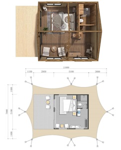 Tente de glamping en bois de haute qualité, imperméable et spacieuse, pour une accommodation de safari africain dans la <span class=keywords><strong>jungle</strong></span> <span class=keywords><strong>tropicale</strong></span> - Product Image 3