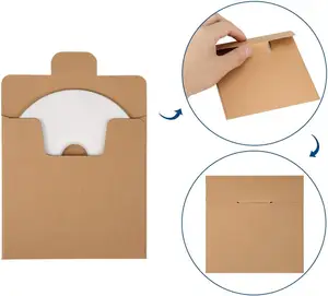 Individueller kleiner Umschlag 5 × 5 Zoll Aufbewahrung Halter Abdeckungen Hülsen 100 Packungen braunes Kraftpapier CD-Umschläge
