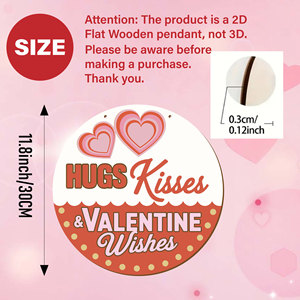Adorno Redondo de Madera para el Día de San Valentín, Decoración de Pared con Tema de Corazón, Letrero Colgante Hecho a Mano de Madera de Boj para Interiores 666998 - Product Image 2
