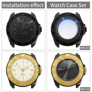 Caja de Reloj Samurai Negra Brillante SKX <span class=keywords><strong>MOD</strong></span> NH35 NH34, Corona a las 3 en Punto, Anillo de Capítulo, Inserto de Cerámica, Piezas de Repuesto para Bisel, Modificación - Product Image 5
