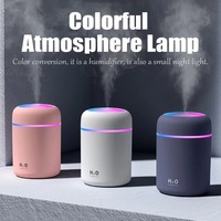 Humidificateur d'air ultrasonique USB mini 300 ml, vente en gros d'usine, lampe LED colorée écologique, humidificateur H2O en plastique pour la maison et la voiture