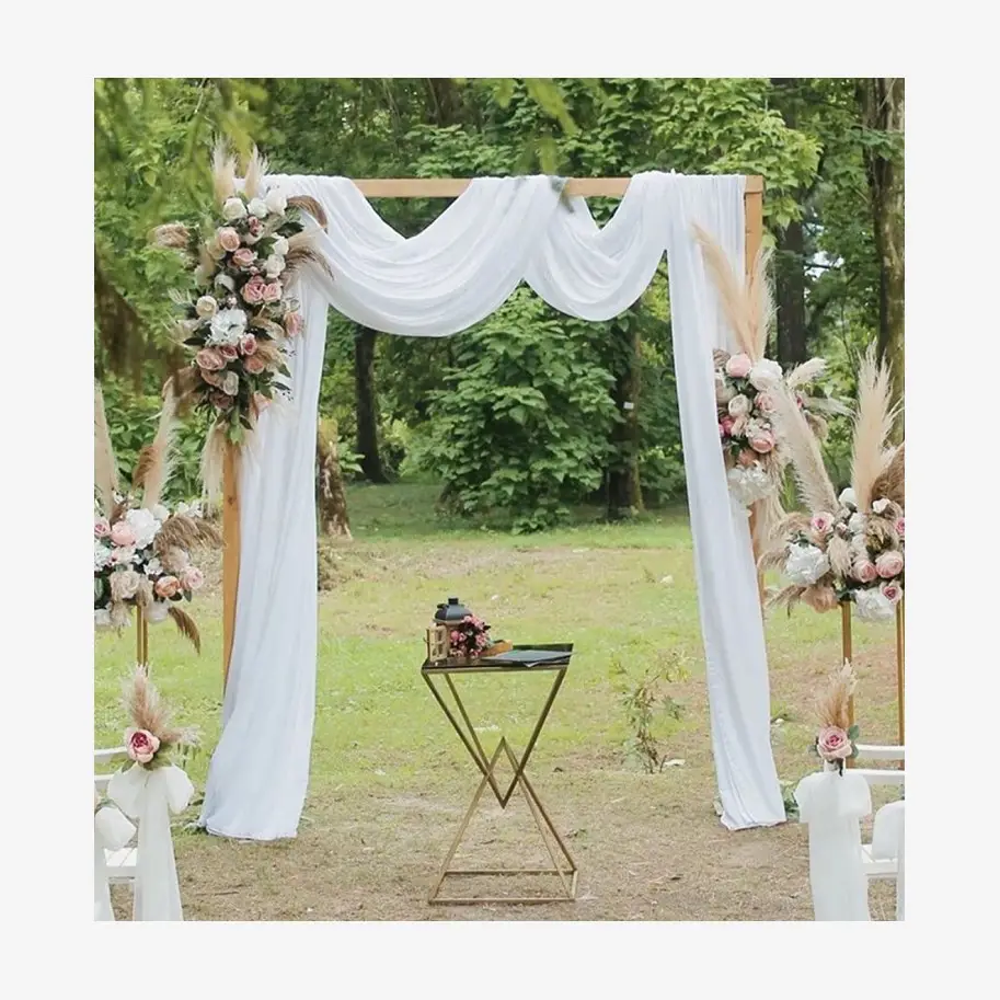 Cortina de gasa para escenario de boda, telón de fondo con arco, decoración colgante de tela, directo de fábrica
