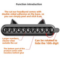 Panneau de stationnement temporaire créatif en plastique avec oreilles de chat, design dissimulé, logo et texte personnalisables, carte de relocalisation de véhicule, plaque d'immatriculation