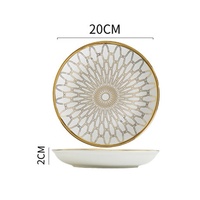 Assiettes en porcelaine de style nordique, série géométrique, bord doré, sous glaçure, rondes 8/10 pouces, vaisselle de luxe pour petit-déjeuner et dîner de steak
