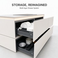Ensemble d'armoires de cuisine modernes en bois de chêne, sur mesure, de luxe, complet, RTA, intelligent, haut de gamme, en mélamine MDF