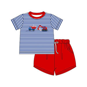 Conjunto de Ropa Casual para Niños con Estampado de Camión de Béisbol RTS, Camiseta y Pantalones Cortos, Ropa de Primavera y Otoño, Algodón y Elastano al por Mayor, Ropa Infantil - Product Image 3