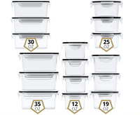 Boîte de conservation alimentaire en plastique transparent sans BPA, 16 pièces par ensemble, pour micro-ondes et réfrigérateur, hermétique, pour la maison