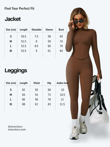 Ensemble de vêtements de sport pour femmes EnovStars avec logo personnalisé, veste zippée sans couture et leggings, effet push-up, ensemble de sport, ensemble de fitness OEM - Product Image 5