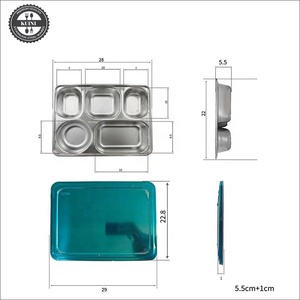 Plaque indonésienne en acier inoxydable 304, boîte à lunch indonésienne avec couvercle pour <span class=keywords><strong>cantine</strong></span>, grande boîte à lunch approfondie à cinq sections - Product Image 5