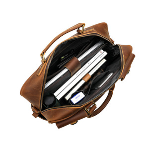 Porte-Documents en <span class=keywords><strong>Cuir</strong></span> Véritable de Vachette Pleine Fleur pour Hommes, Sac à Main Bandoulière Grande Capacité, Multi-Poches Idéal pour Voyage et Affaires - Product Image 4