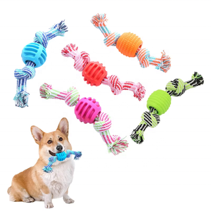 Suministro Directo de Fábrica al por Mayor: Juguete de Nudo de Cuerda de Algodón para Masticar y Entrenamiento al Aire Libre con Bola de TPR para Limpieza Dental Molar de Perros - Product Image 1