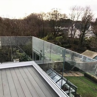 Rampe en verre trempé sans cadre HIMOWAY avec profilé en U en aluminium, fixation au sol pour clôtures de terrasses extérieures et balustrades de balcons