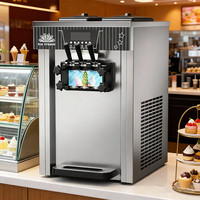 TS128 Nouvelle machine à crème glacée automatique en acier inoxydable à 3 saveurs, machine à crème glacée molle commerciale, pour les entreprises de restauration rapide