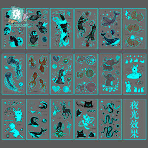 Tatuajes Temporales personalizados impermeables para niños, pegatinas luminosas con diseño de pájaro, <span class=keywords><strong>Delfín</strong></span> y conejo que brillan en la oscuridad, gran oferta - Product Image 6