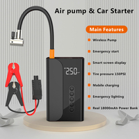 Batterie portable 4 en 1 pour démarreur de voiture avec compresseur d'air, boîte de démarrage, gonfleur de pneus, pompe à air.