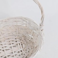 Panier de transport ovale en osier blanc fabriqué en usine, panier en saule naturel tressé à la main pour l'arrangement floral, la décoration de Pâques et de mariage